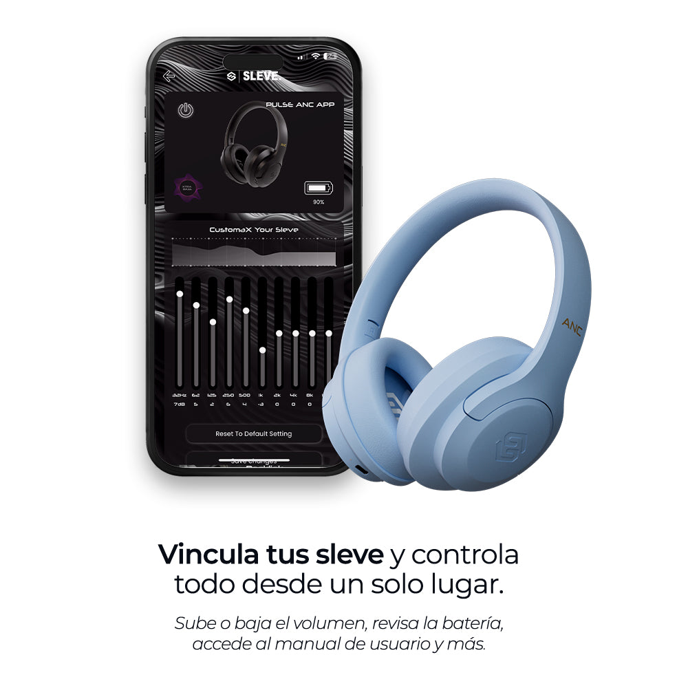 Audífonos inalámbricos Pulse ANC Sky Blue con cancelación de ruido, ecualizador – Sleve Mobile Chile