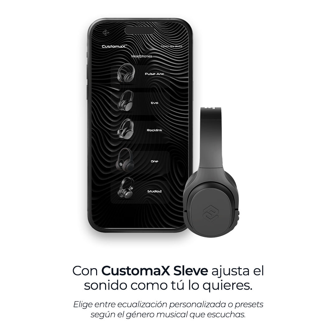 Audífonos inalámbricos Rocklink Black, App Customax – Sleve Mobile Chile