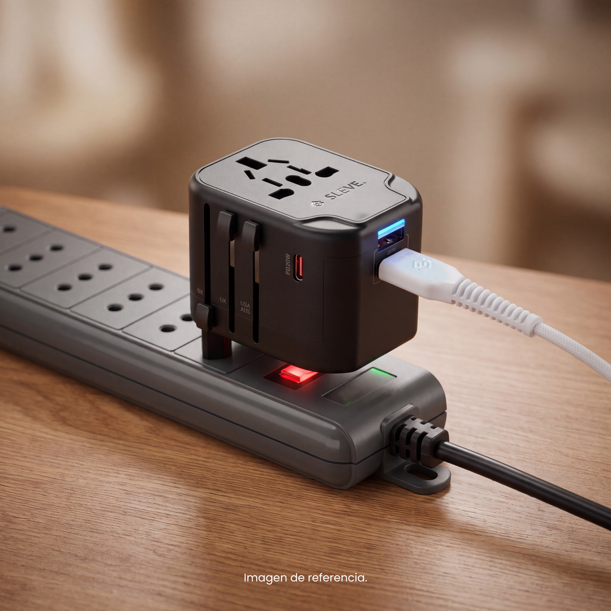 Adaptador Enchufe Universal Viajes Sleve Nomad Power Black