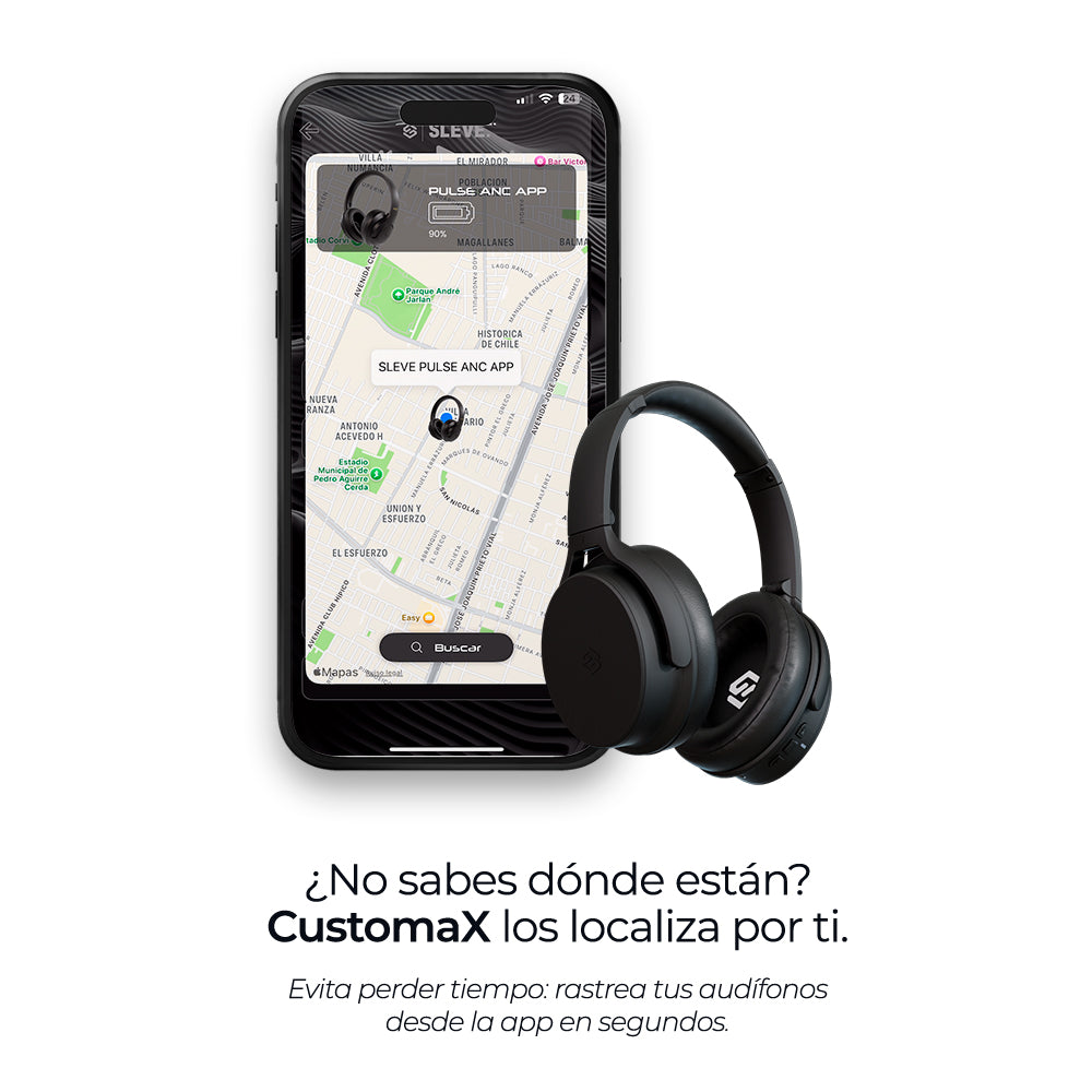 Audífonos inalámbricos Evo Black con cancelación de ruido pasiva, rastreables – Sleve Mobile Chile