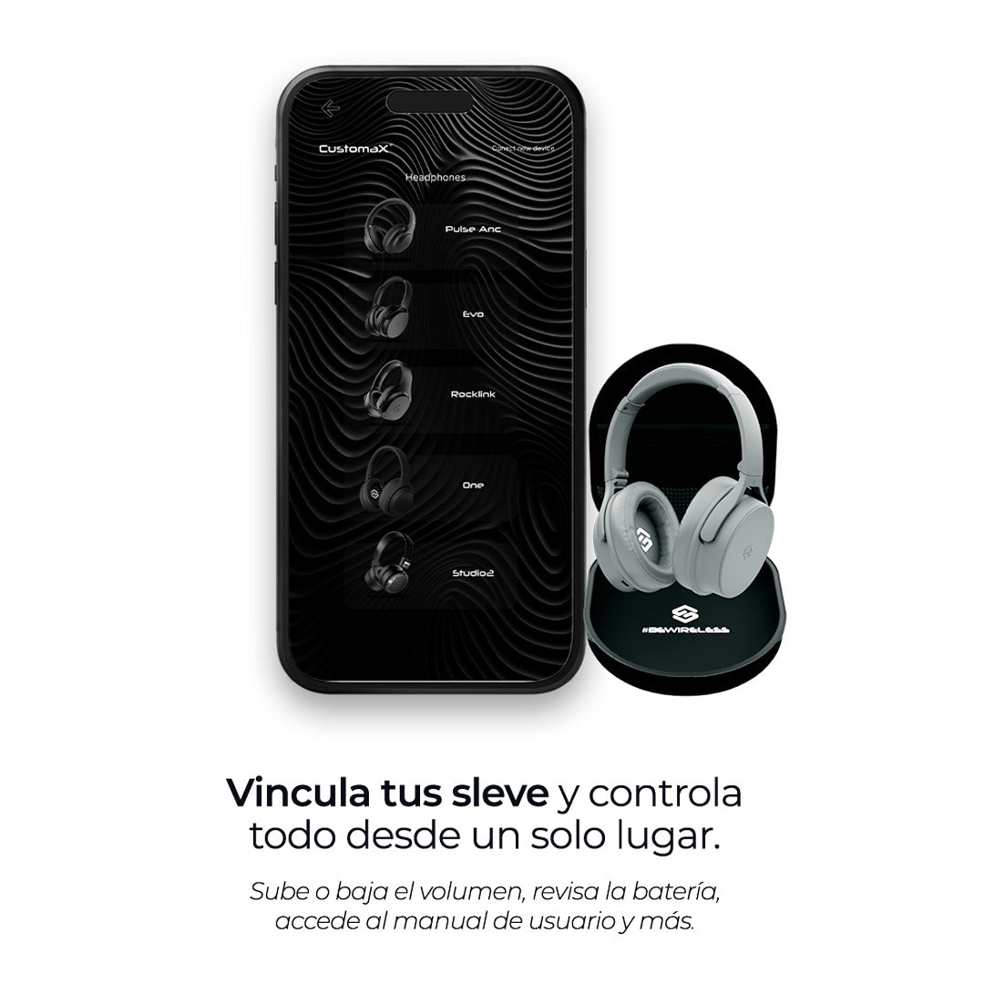 Audífonos inalámbricos Evo Silver con cancelación de ruido pasiva, app customax – Sleve Mobile Chile