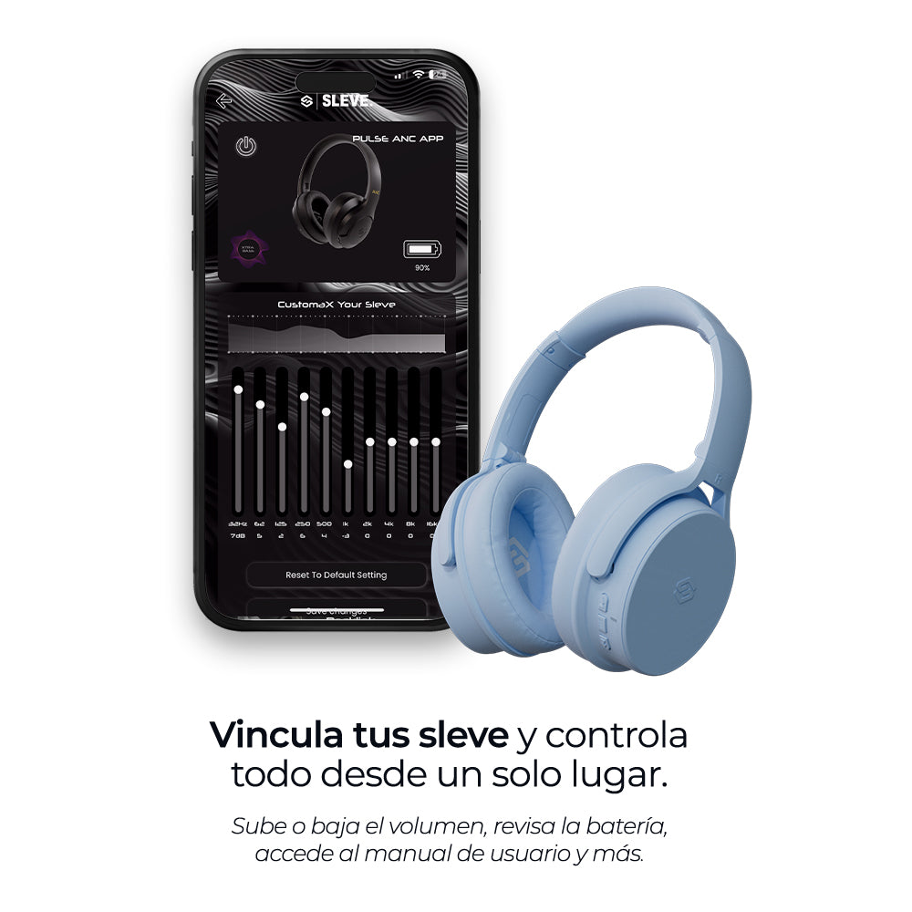 Audífonos inalámbricos Evo Sky Blue con cancelación de ruido pasiva, ecualizador – Sleve Mobile Chile