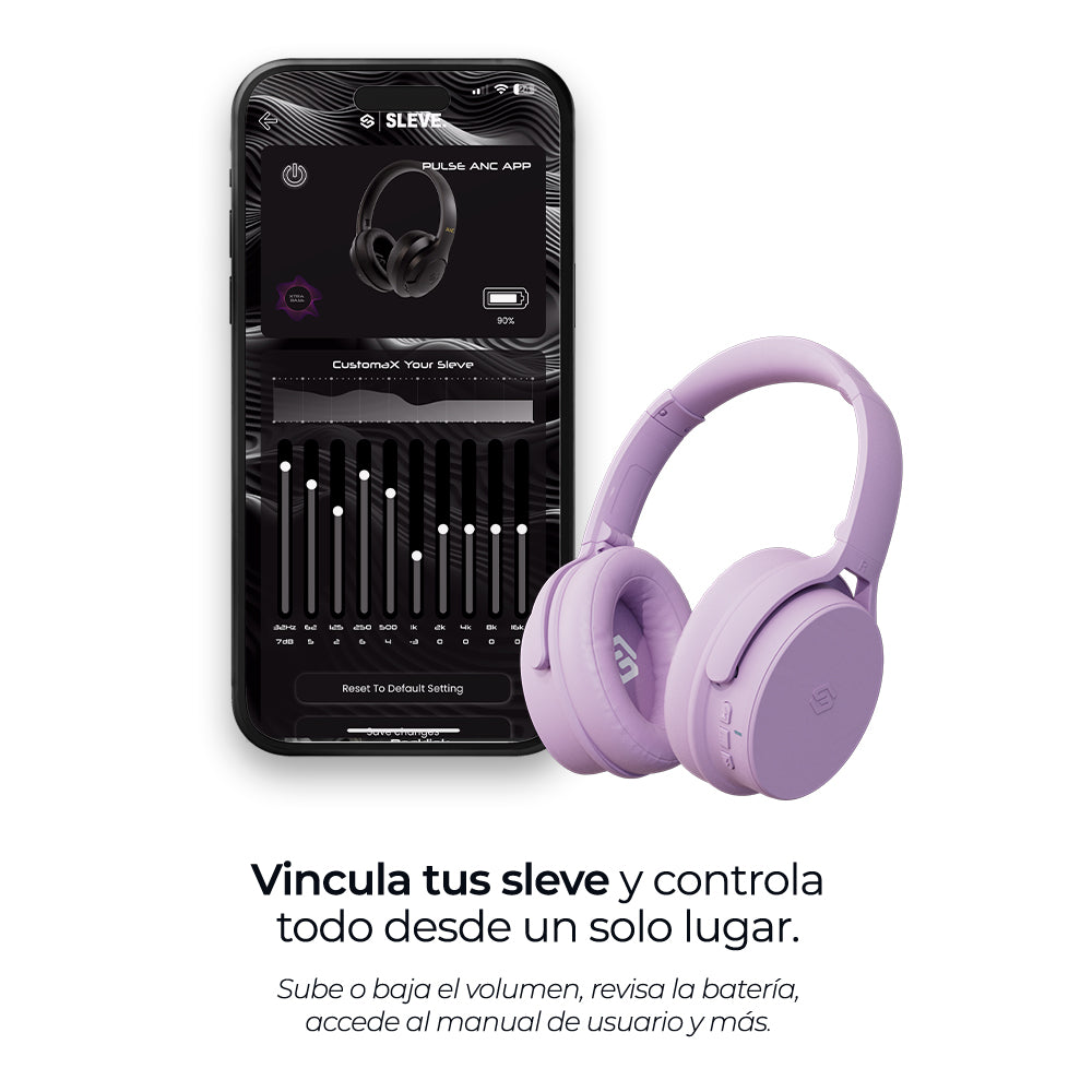 Audífonos inalámbricos Evo Violet Glow con cancelación de ruido pasiva, ecualizador – Sleve Mobile Chile