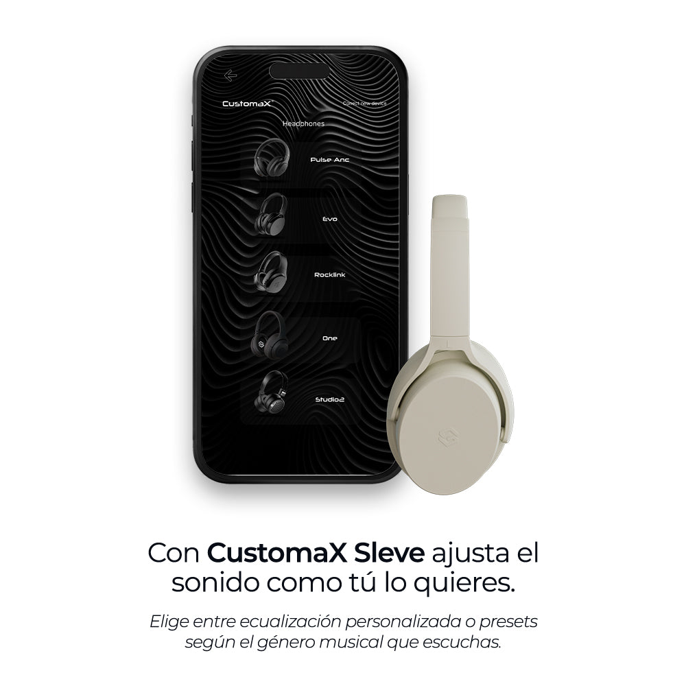 Audífonos inalámbricos Evo White Cream con cancelación de ruido pasiva, app customax – Sleve Mobile Chile