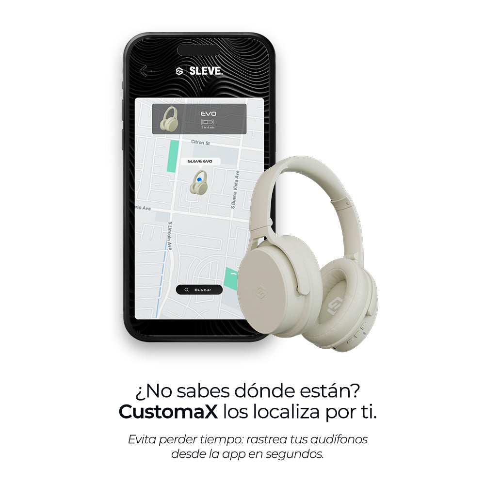 Audífonos inalámbricos Evo White Cream con cancelación de ruido pasiva, rastreables – Sleve Mobile Chile