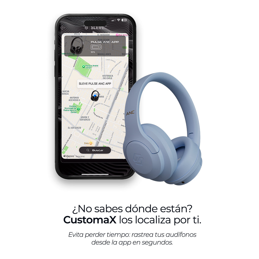 Audífonos inalámbricos Pulse ANC Sky Blue con cancelación de ruido, rastreables – Sleve Mobile Chile