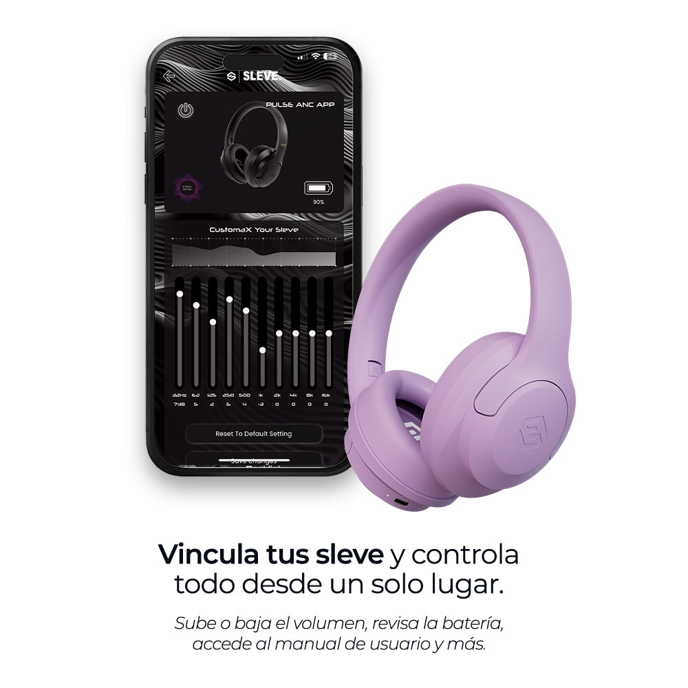 Audífonos inalámbricos Pulse ANC Violet Glow con cancelación de ruido, ecualizador – Sleve Mobile Chile