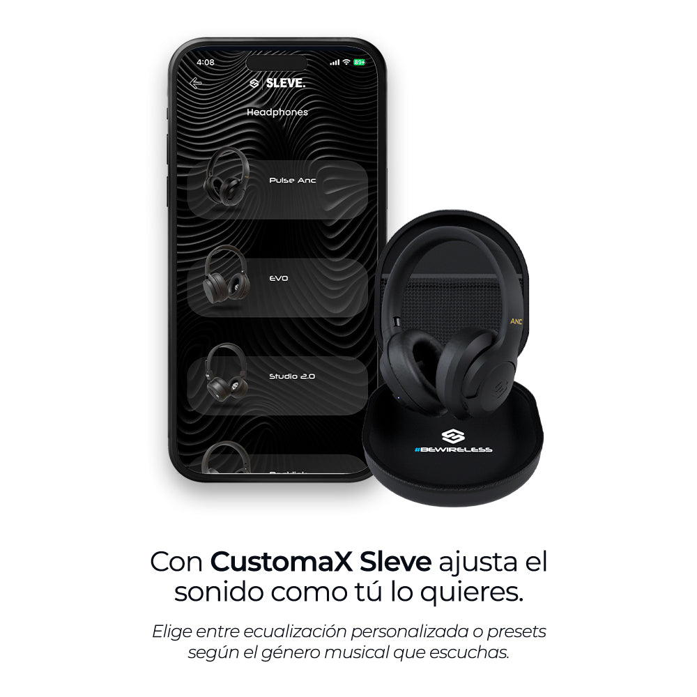 Audífonos inalámbricos Pulse ANC con cancelación de ruido, app customax – Sleve Mobile Chile