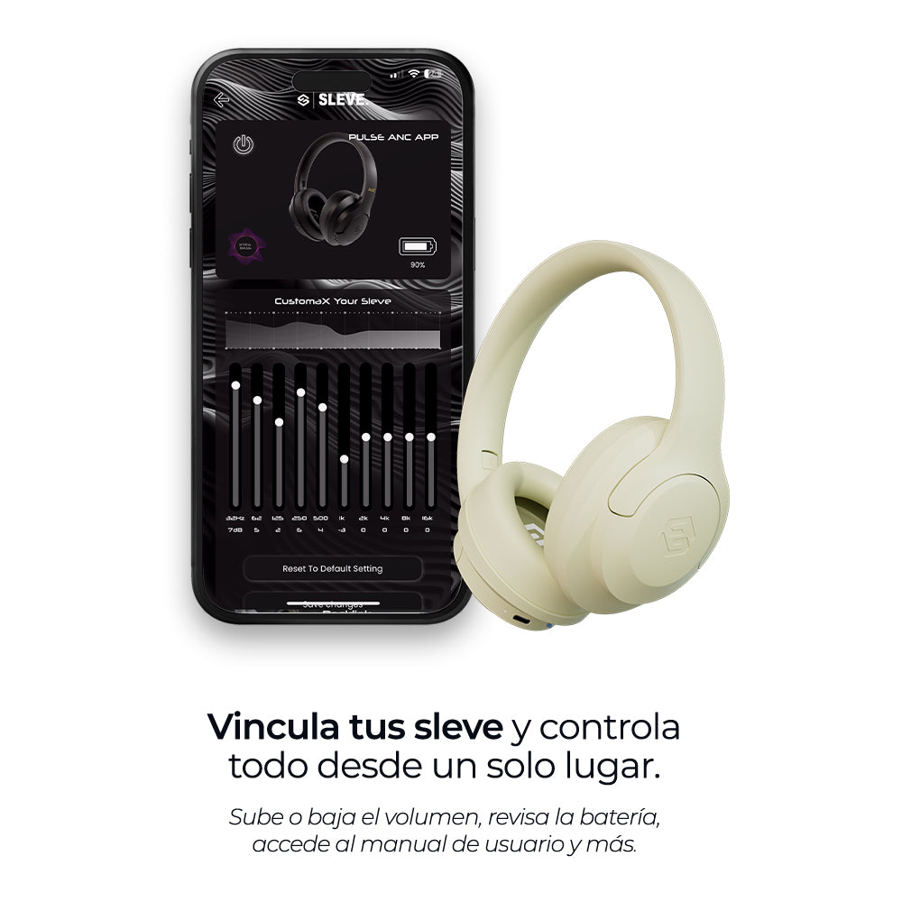 Audífonos inalámbricos Pulse ANC White Cream con cancelación de ruido, ecualizador – Sleve Mobile Chile