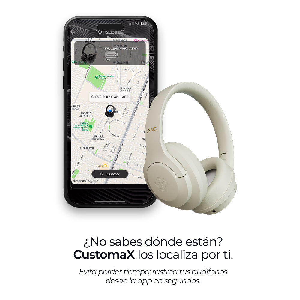 Audífonos inalámbricos Pulse ANC White Cream con cancelación de ruido, rastreables – Sleve Mobile Chile
