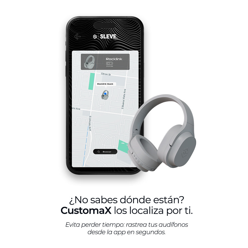 Audífonos inalámbricos Rocklink Silver, Rastreable – Sleve Mobile Chile