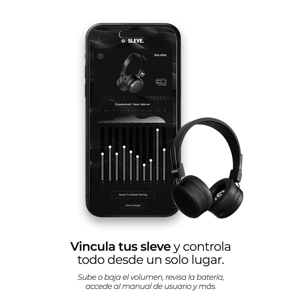 Audífonos inalámbricos Studio Black, ecualizador – Sleve Mobile Chile