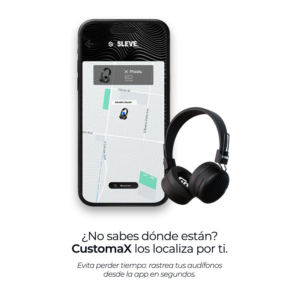 Audífonos inalámbricos Studio Black, rastreables – Sleve Mobile Chile