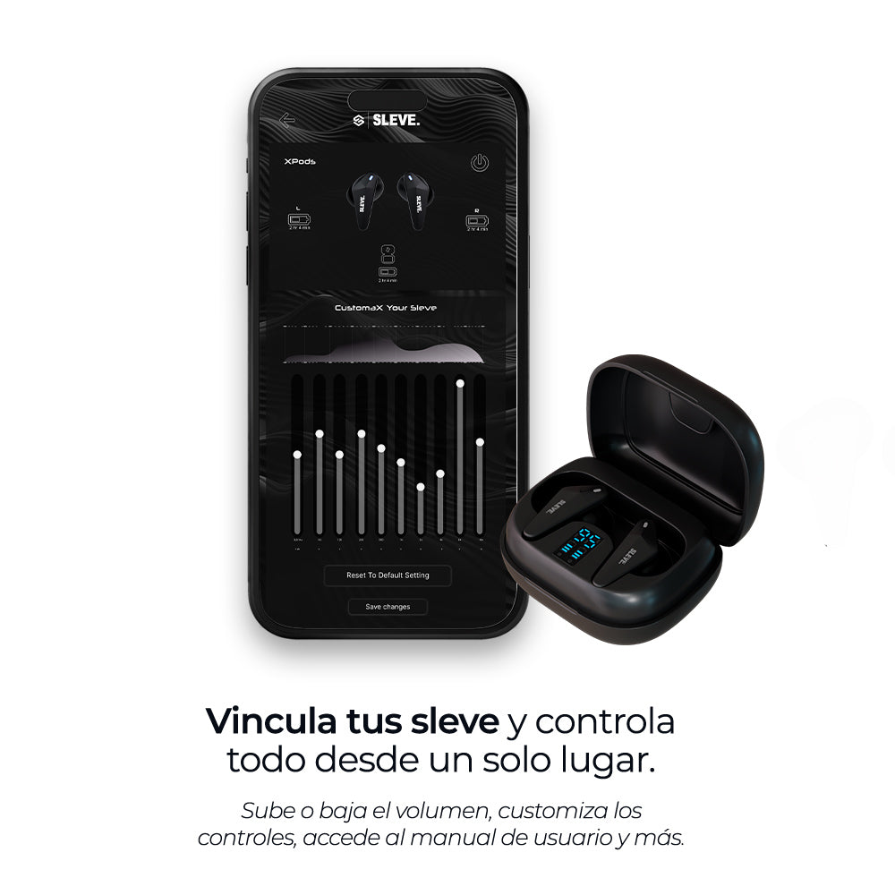 Audífonos inalámbricos True Wireless XPods Black, ecualizador – Sleve Mobile Chile