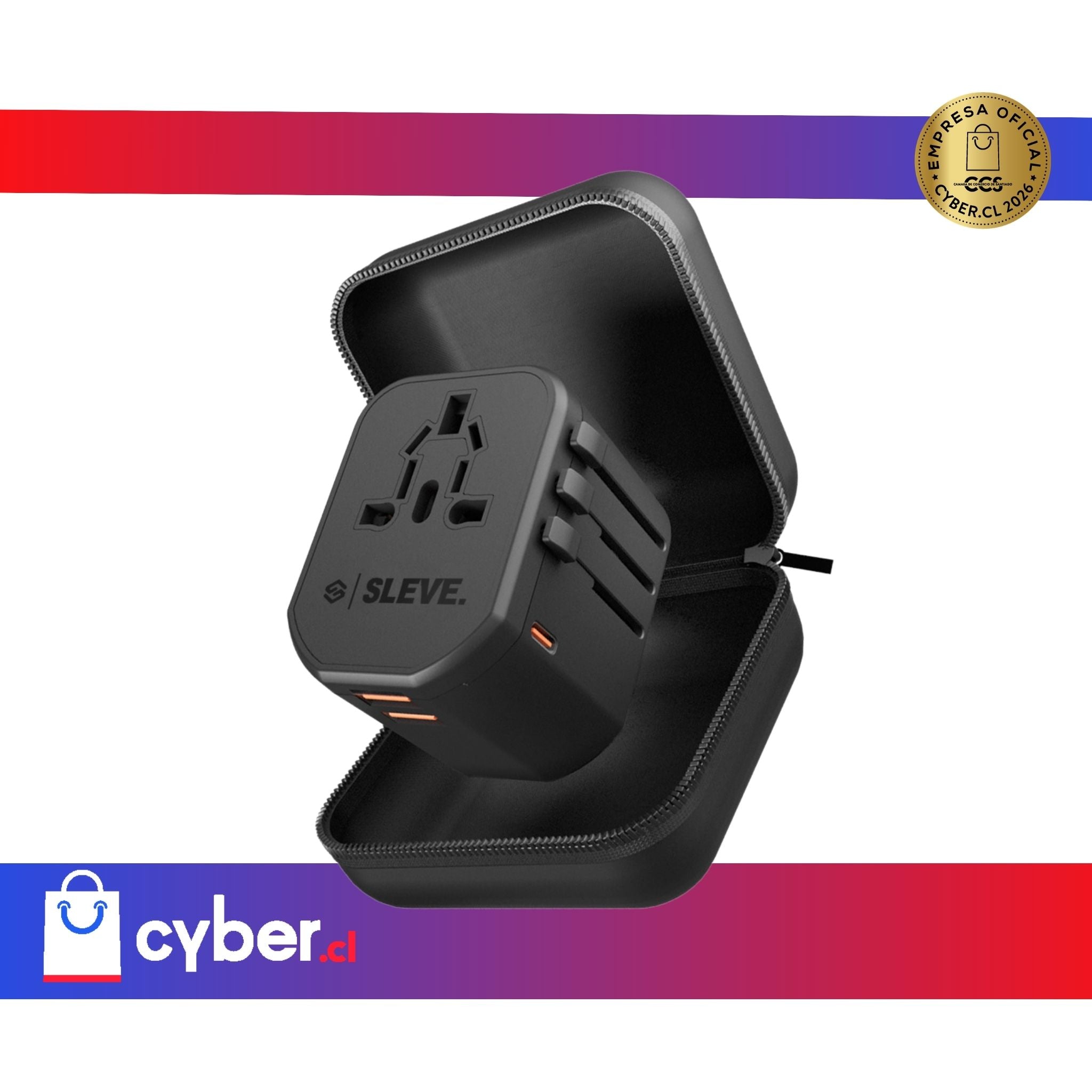 Adaptador Enchufe Universal Viajes Sleve Nomad Power Black