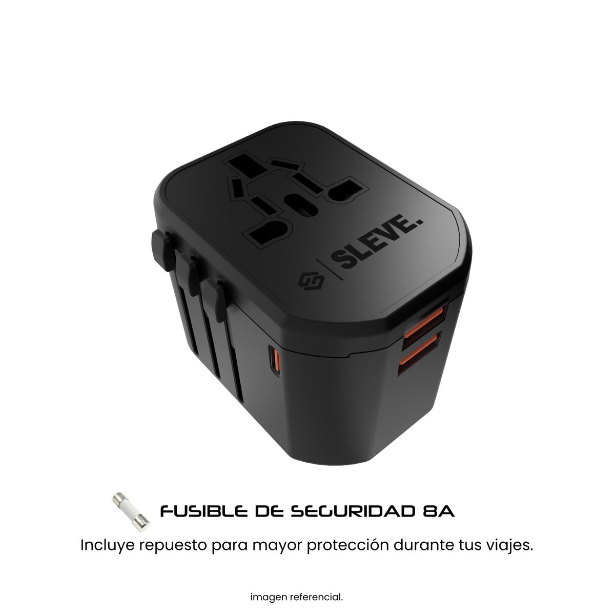 Adaptador Enchufe Universal Viajes Sleve Nomad Power Black