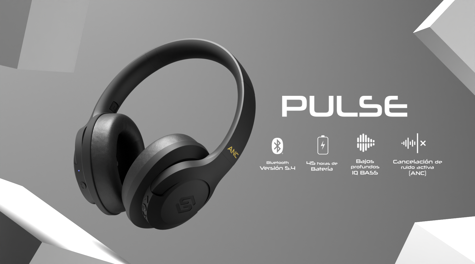 Banner de audífonos inalámbricos Pulse ANC con Bluetooth 5.4, 45 horas de batería y cancelación activa de ruido – Sleve Mobile